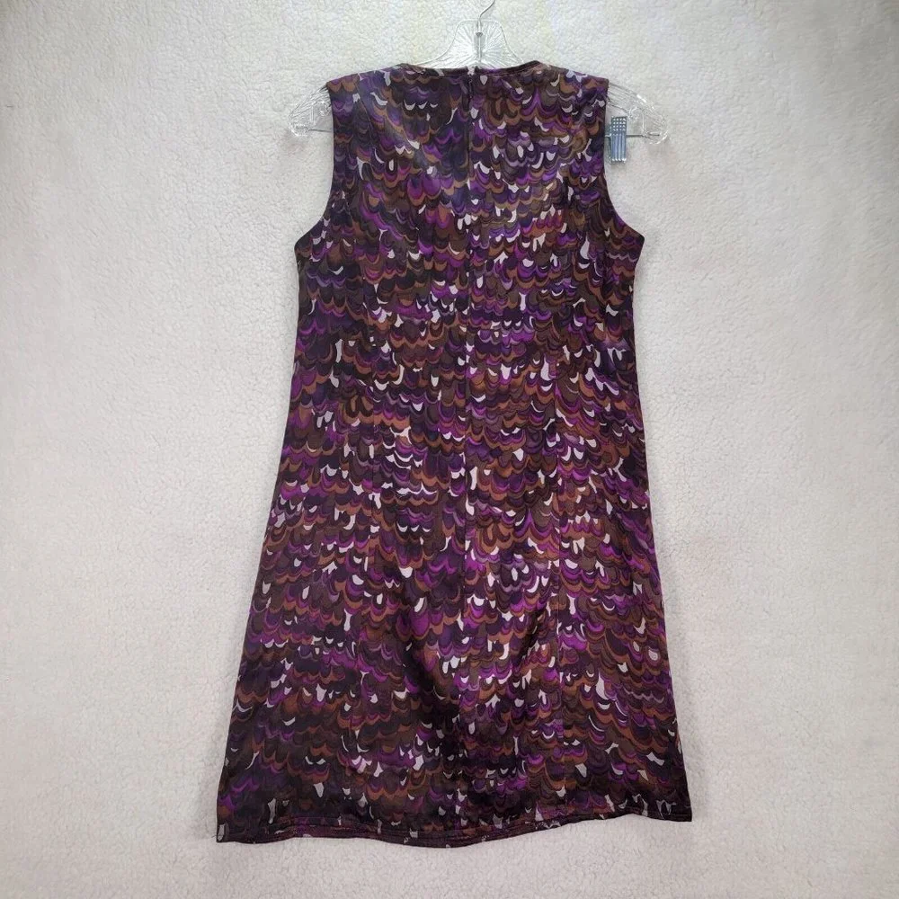 Nanette Lepore Purple Silk Multicolor Polka Dot Key Hole Abstract Style Shift - Picture 10 of 12